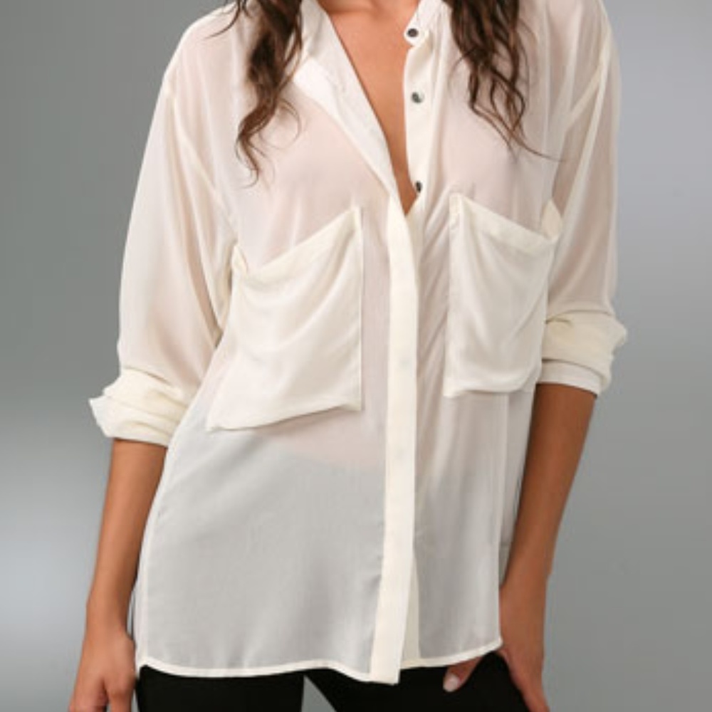 PJK Patterson Kincaid Harlow Blouse in Ivory Sz M